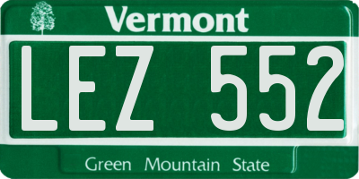 VT license plate LEZ552