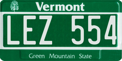 VT license plate LEZ554