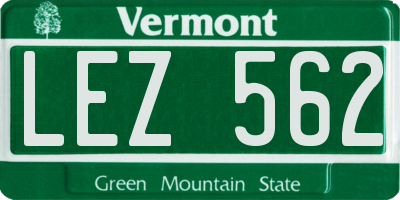 VT license plate LEZ562