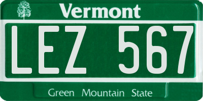 VT license plate LEZ567