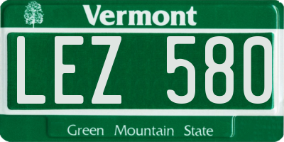 VT license plate LEZ580