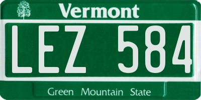VT license plate LEZ584