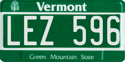 VT license plate LEZ596