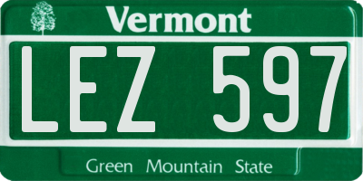 VT license plate LEZ597