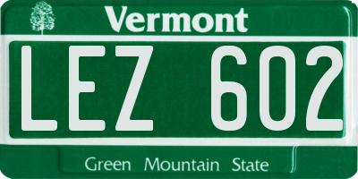 VT license plate LEZ602