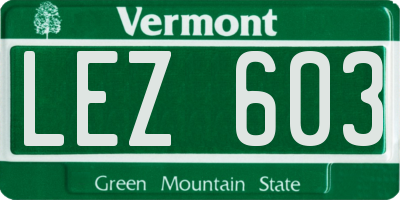 VT license plate LEZ603