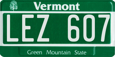 VT license plate LEZ607