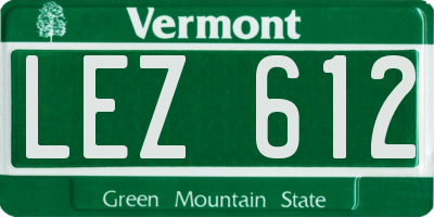 VT license plate LEZ612