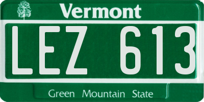 VT license plate LEZ613