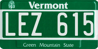 VT license plate LEZ615