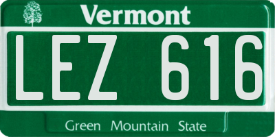 VT license plate LEZ616