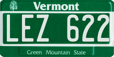 VT license plate LEZ622