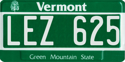 VT license plate LEZ625