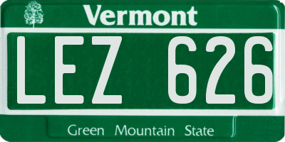 VT license plate LEZ626