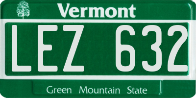 VT license plate LEZ632