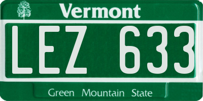 VT license plate LEZ633
