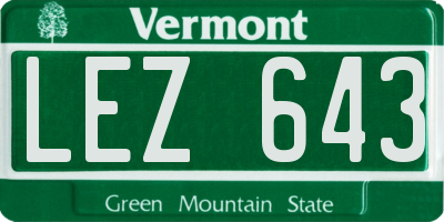 VT license plate LEZ643