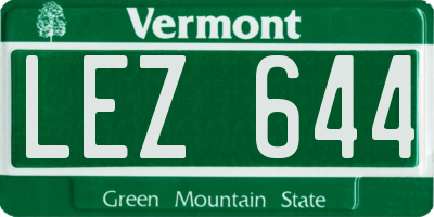 VT license plate LEZ644