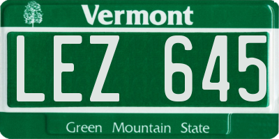 VT license plate LEZ645