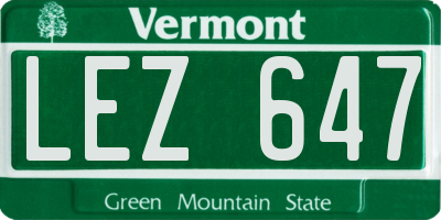 VT license plate LEZ647
