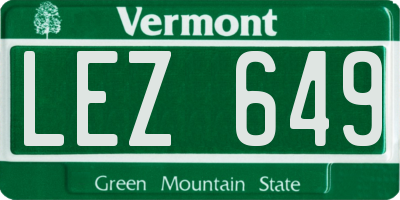 VT license plate LEZ649