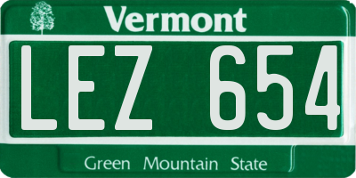 VT license plate LEZ654