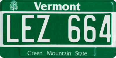 VT license plate LEZ664