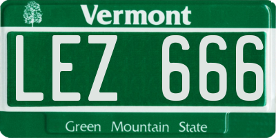 VT license plate LEZ666