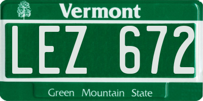 VT license plate LEZ672