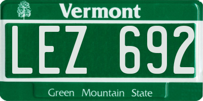 VT license plate LEZ692