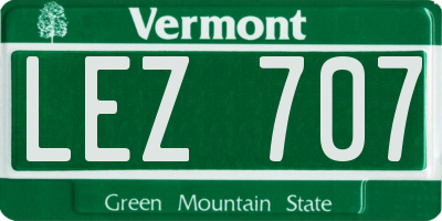VT license plate LEZ707