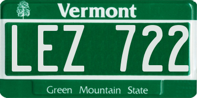 VT license plate LEZ722