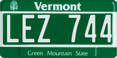 VT license plate LEZ744