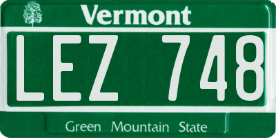 VT license plate LEZ748