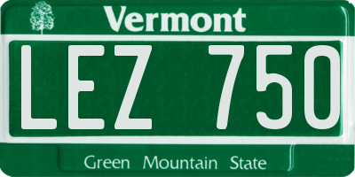 VT license plate LEZ750