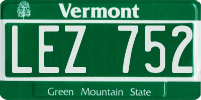 VT license plate LEZ752