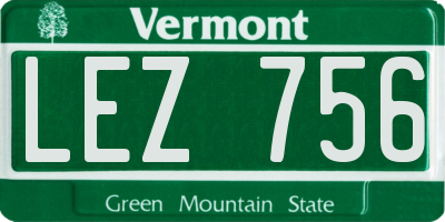 VT license plate LEZ756