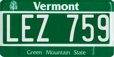 VT license plate LEZ759