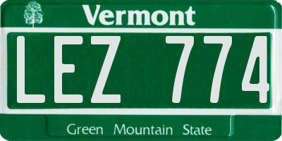 VT license plate LEZ774
