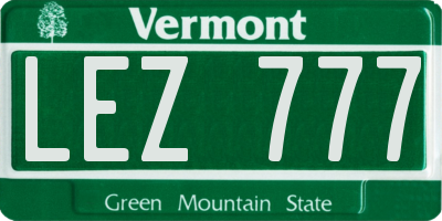 VT license plate LEZ777
