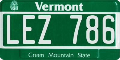 VT license plate LEZ786