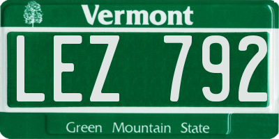 VT license plate LEZ792
