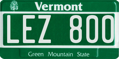 VT license plate LEZ800