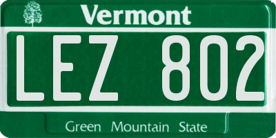 VT license plate LEZ802