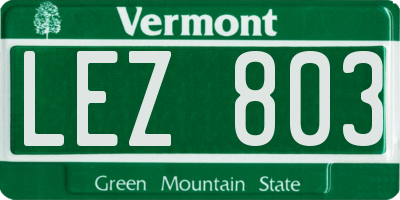 VT license plate LEZ803