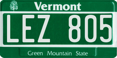 VT license plate LEZ805
