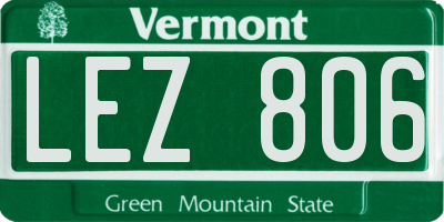 VT license plate LEZ806