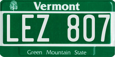 VT license plate LEZ807