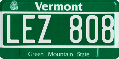 VT license plate LEZ808