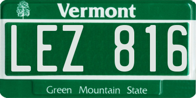 VT license plate LEZ816